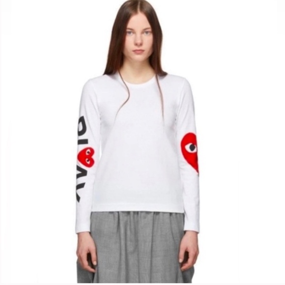 Comme des Garcons PLAY Tops - Comme Des Garcons Play Peeping Heart Long Sleeve T-shirt